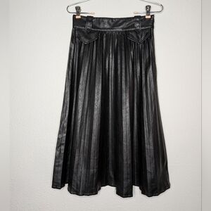 Express Womens Black Goth Dark Academia Faux Leather Pleated Plisse Skirt 4 S